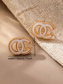 1 Pair Minimalist OC Letter Stud Earring For Women, Basic Design All Match Daily Wear Earrings Jewelry Gift For Her