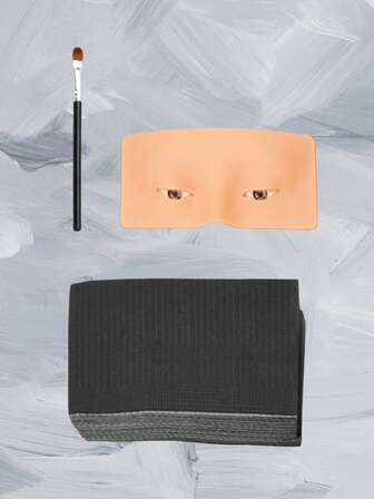 1pc Silicone Tattoo Practice Pad For Makeup, 1pc Eyeshadow Brush, 3-Layer Tattoo Cleaning Desk Mat 20pcs, Suitable For Holiday Parties