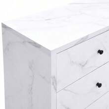 Sideboard, Eleganter Aufbewahrungsschrank mit Marmor-Optik, 120 cm, 6 Schubladen und schwarzem Holzgriff, Anti-Kipp-Vorrichtung - Modernes Möbelstück für Ihr Zuhause