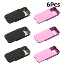 2/6Pcs Of 2.36X1.34X0.43 Inches, Sliding Top Tin Container, Tin Box Container, Small Item Storage Box With Lid, Such As Earrings, Jewelry Crafts, Etc