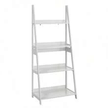 Ladder Shelf, 4-Tier Organizer, Free-Standing Bathroom Shelving, Open Shelving For Home Office, White