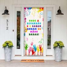 Back To School Theme Party Door Panel Decoration Covers Fabric With Elastic - Tấm cửa trở lại trường 258 - Xem 5