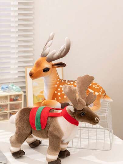 30cm Elk/ 25CM Spotted Deer Christmas Elk Plush Toy Simulated Elk Simulated Sika Deer CuteDeer Christmas Sofa Room Decoration Birthday Gifts For Kids