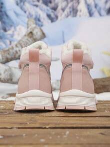 1 双儿童高帮平底舒适保暖保暖内衬雪地靴，户外防滑耐用雪地鞋登山靴，适合冬季户外日常活动 - 粉色 - 查看 6