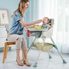 Children's Dining Chair Adjustable Height Baby Highchair With Detachable Seat For Easy Cleaning And Storage - 綠色 - 查看 4
