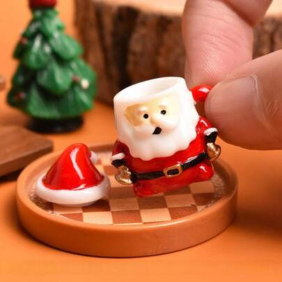 Mini Papai Noel de Natal, boneco de neve, xícara de chá, copo de água de Natal em miniatura, decorações de Natal para cenas de transmissão ao vivo, inverno