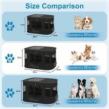 Dog Playpen Puppy Cat Play Pen Portable Foldable Indoor/Outdoor Tent Crate Cage Portable Pet Crate Large Size Black 45" - 黑色 - 查看 4