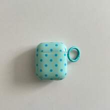 Custodia per auricolari minimalista a pois blu e verde + anello per appendere compatibile con Apple Pro 3/Pro 2/Pro/ 4/3/2, custodia per auricolari alla moda