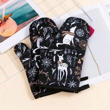 قفازين للشواء، سميكان وعازلان للحرارة، مناسبان للاستخدام في الطهي والشواء والأفران الميكروويف.