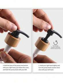 2pcs Bamboo Pump Head Glass Bottle With Tray, Press-Type Tabletop Washing Liquid Bottle, Bathroom Disinfection Hand Sanitizer Container, Soap And Liquid Distribution Bottle, Shampoo And Shower Gel Empty Bottle, Bathroom Accessories, Home Decoration, Bottle Body Arbitrary Decal. Household Goods