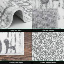 Pauwer Hallway Runner Rug Washable Rugs Runner Non Skid Carpet Runner Boho Farmhouse Vintage Throw Area Rugs Floor For Kitchen Laundry Room Entryway Bedroom Bathroom - 灰色 - 查看 2