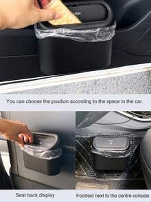 Car Trash Can With Lid, Mini Auto Dustbin Garbage Organizer Optional 2 Hooks And 3 Rolls Trash Bags Combo, Automotive Garbage Container Bin For Vehicle, Home, Office(1pc, 2pcs , 3pcs, 6pcs) - Style a - View 4