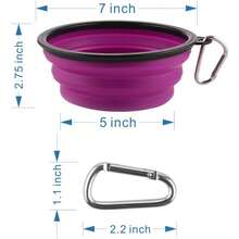 Large Collapsible 34oz Travel Dog Water And Food Bowls, Portable Foldable Dishes With Carabiner Clip, 2 Pack (Purple+Red) - 34盎司-藍色&紫色 - 查看 5