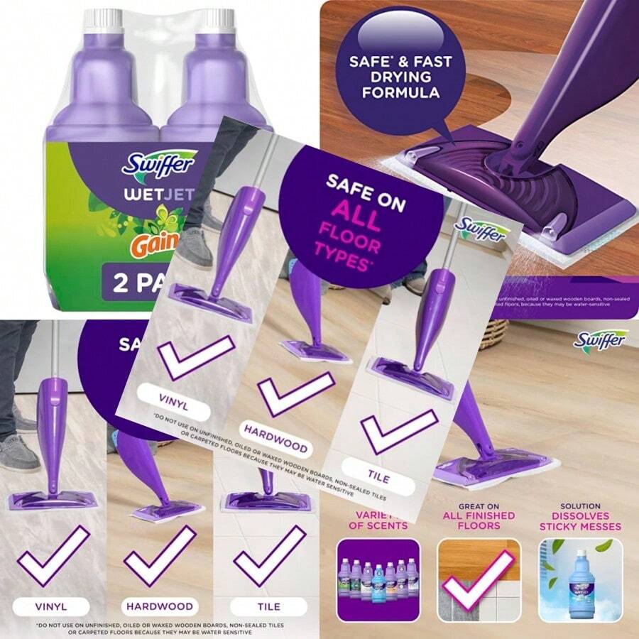 WetJet Multi-Purpose And Hardwood Liquid Floor Cleaner Solution Refill With Gain Scent 42.2 Fl Oz Each Pack Of 2 - 如圖 - 查看 1