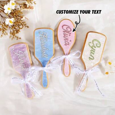 1 cái Lược chải tóc khắc tên đính đá – Lược cá nhân hóa, Lược chải tóc khắc tên Quà tặng phù dâu, Quà tặng cho cô ấy, Quà tặng tùy chỉnh, Quà tặng Ngày của Mẹ