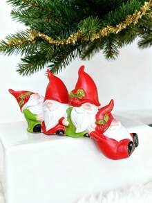 1 pezzo Statuina in resina di Babbo Natale con 4 decorazioni di gnomi, ornamento per feste natalizie, miglior regalo per compleanni, scultura per decorazione d'ufficio, decorazioni per laurea, decorazione da camera da letto, regali di compleanno, decorazione per la stanza, regali per insegnanti, regalo per la festa della mamma