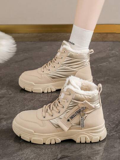 时尚百搭新款女士踝靴，软底舒适不疲劳，简约设计，大码毛绒保暖冬靴