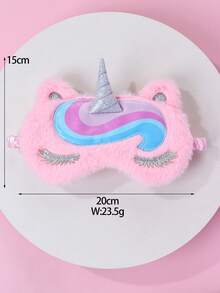 1pc Girls' Rainbow Plush Unicorn Eye Mask With Gradient Color, Cute Embroidered Eyes Design For Everyday Wear & Sleep - Multicolor - View 3