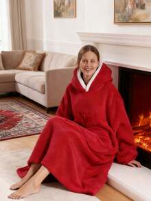 Couverture en flanelle à manches extra longues unisexe, couverture polaire pour télévision, sweat à capuche surdimensionné, pull, cadeau de Noël, vêtement d'intérieur confortable pour l'hiver - Multicolore - Voir 5