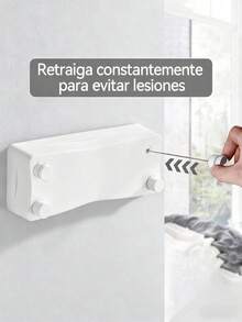 Cordón para Tender Ropa Retráctil de Acero Inoxidable, 2 Líneas Ajustables de 5.2 Metros, Soporta 25 Kg, Ideal para Interior y Exterior, Uso en Baño, Balcón y Jardín - Plateado - Ver 3