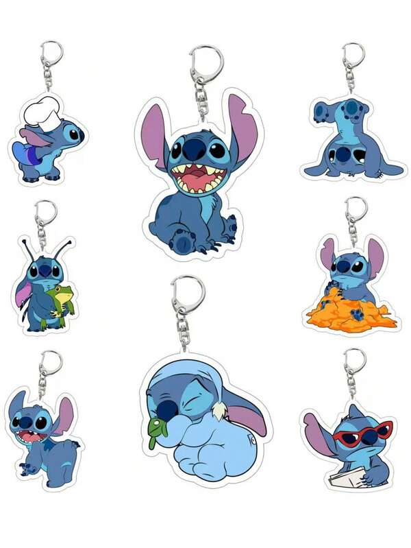 Stitch Anime Themen Party Kostüm Zubehör Stitch Schlüsselanhänger Anime Figur Blauer Stitch PMMA Schlüsselanhänger Party Kostüm Schlüsselanhänger Weihnachtsgeschenke für Cartoon Anime Liebhaber Taschenbaumler