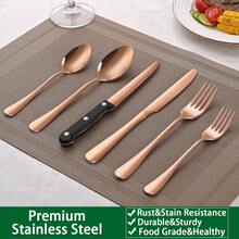 Rose Gold 48 Pieces Silverware Sets With Steak Knives Service For 8 Persons,Stainless Steel Tableware Eating Utensils Set,Knife And Spoon Fork Flatware Sets For Restaurant And Hotel - Hoa hồng vàng - Xem 6
