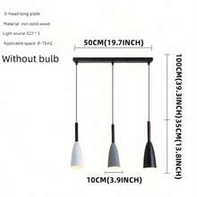 Luminária pendente moderna e minimalista para escritório, soquete E27, 3 lâmpadas em tons pastel, ideal para sala de reuniões, escritório, sala de jantar e sala de estar. Lâmpada não inclusa.