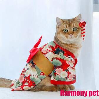 Hot ,Japanese Style Kimono,Pet Kimono,Dog Kimono,Pet Clothing,Dog Clothing,Cat Clothing,Dog Dress Up,Cat Dress Up,Butterfly End Waist Decoration,Shiba Inu,Corgi,Schnauzernati...Comfortable And Natural(Suitable For Photography And Photography)