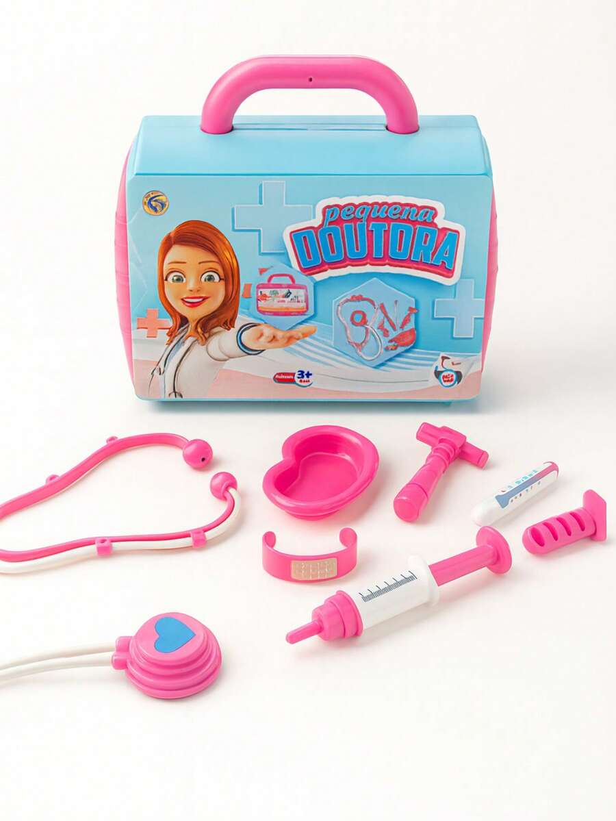 Children's Medical Case Kit Educational Fun Toy Girl Mini Doctor Pink Costume Pretend Play - Pink - View 1