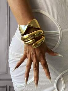 3pcs Minimalist Smooth Bangle Bracelet, Water Droplet And Chunky Bracelet Set, Gold Bracelet Set, Wide Bracelet,For Work, Daily,Party, Banquet, Ball Decor,Vintage And Unique Bracelets For Women's