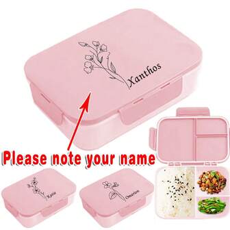 Customized Name Lunch Box Organizer With Lid Travel Bento Case Container Lunch Portable Storage Breakfast Holder Personalized DIY Freshness Preservation Tableware Kitchen Leakproof Meal Accessories Personalized For Camping Outdoors,Delicate Romance