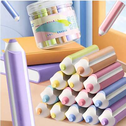 6 Stücke stiftförmige Radiergummis, minimalistisches farbiges Bleistift Design transparente Radiergummis, hochwertiges TPE Material geeignet für Zuhause, Büro und Schule