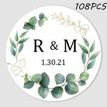24/35/70/108 piezas Pegatinas redondas personalizadas con sus nombres y fecha para bodas, invitaciones, cajas de regalo, etiquetas de papel, adhesivas, multifuncionales, duraderas, ornamentales, reutilizables, exquisitas, elegantes, de alta calidad, coloridas, modernas, personalizadas, únicas - Multicolor - Ver 28