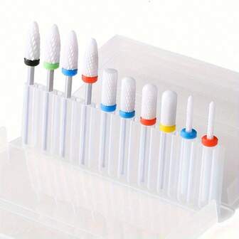 2 件或 10 件/套铣刀陶瓷指甲钻头电动美甲锉套装角质层去除毛刺凝胶抛光工具配件