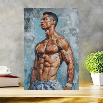 Póster de jugador de fútbol famoso: obra de arte de hombre fuerte para dormitorio, gimnasio o sala de estar.