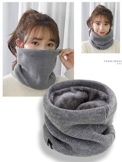 Knitted Scarf Unisex, Thermal Lined Thick Warm Scarf For Students, Versatile For Outdoor, Cycling, Winter