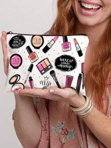 时尚化妆旅行包，采用化妆品图案设计，轻便可折叠拉链袋，适合存放化妆品、洗漱用品和文具，易于擦拭清洁，是送给女性的理想礼物。 - 彩色 - 查看 9