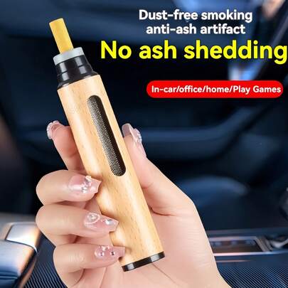 1 pieza Cenicero automático portátil de autolimpieza con operación de un solo toque y tapa ergonómica - Dispositivo de fumar compacto con mango ergonómico y base resistente para coche, viaje, exterior - y a prueba de viento - Ideal para cigarrillos, puros