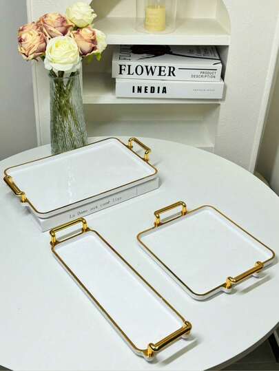 Bandeja de design minimalista moderno com alça, 1 peça, para lanches, bolos, sobremesas, casamentos, uso doméstico