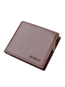 1pc Simple Yet Fashionable Men's 3-Fold Zipper Short Wallet, Multifunctional Business Card Holder Wallet, Best Gift For Men, Solid Color PU Leather - Multicolor - View 10