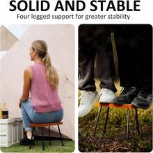 - Taburete plegable porttil de 10 pulgadas para camping, jardinera, barbacoa y actividades al aire ltima intervensin caf - Marrón - Ver 6