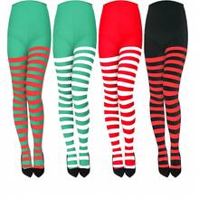 女士圣诞保暖加厚过膝袜，及膝长袜，可爱毛绒绒带蝴蝶结绒球不透明条纹过膝长袜，秋冬季保暖地板袜，女士日常穿着袜（颜色随机） - 彩色 - 查看 2