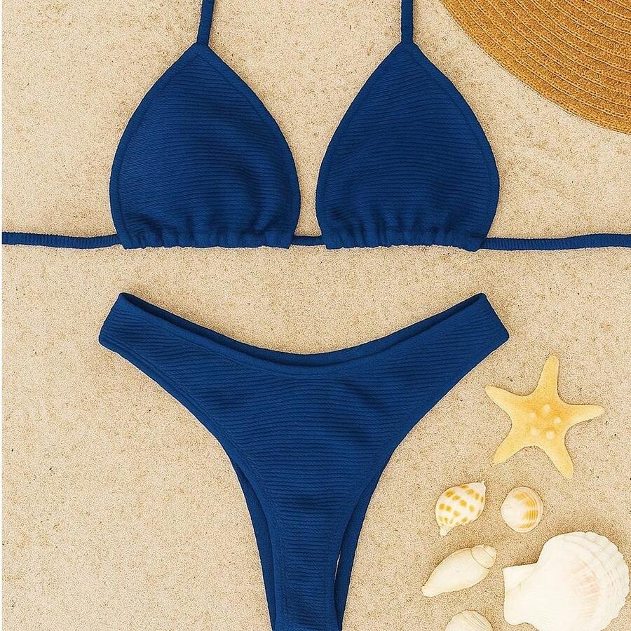 Annaruga Delta Wing Bikini Set Curtain Style Beachwear Swim Look Elegant Sensual - 藏蓝色 - 查看 1