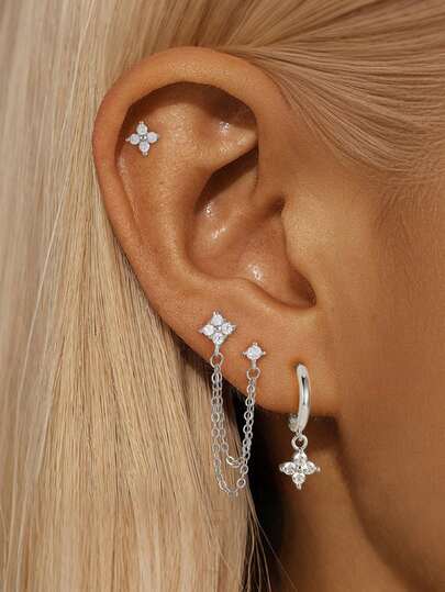 1/3 Stück Ohrringe Set Frauen Vergoldet Ohrringe Set, exquisite Blumen Zirkonia Ohrstecker Frauen Sommer Urlaub Schmuck Accessoires