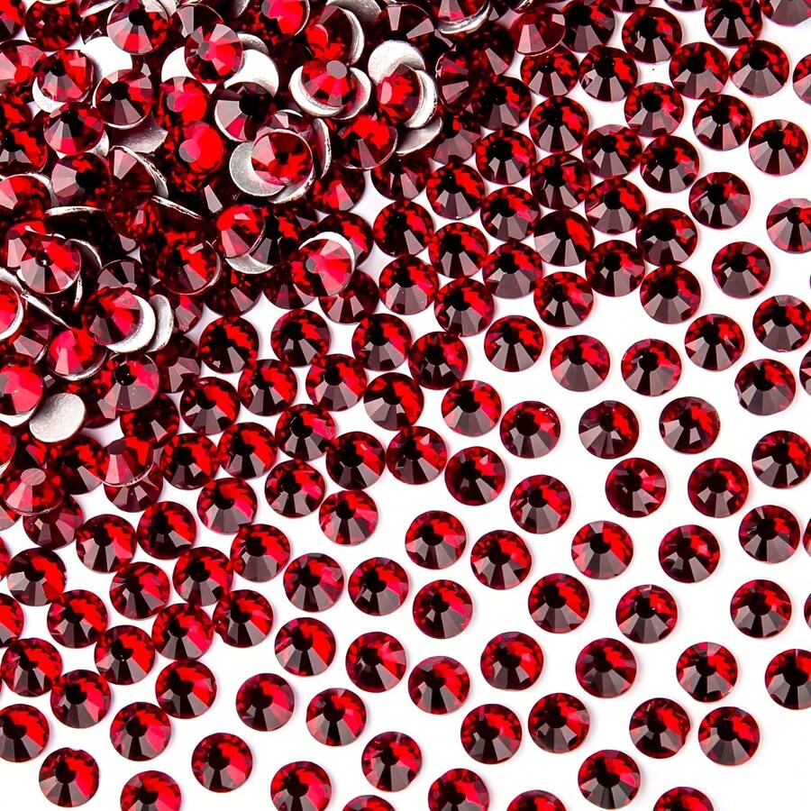 2000pcs 3-6mm Red Flat Back Resin Rhinestones, Round Jelly Gems, Suitable For Making Accessories, Shoes, Clothes, Cosmetics, Bags, Valentine's Day Decorations - Red - View 1
