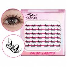 FADVAN New Comic Cluster Lashes One-Piece Eyelash Extensions Cat Eye Rabbit Eye Fawn Eye Natural Premade Fans - Black - View 8