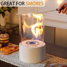 Round Tabletop Fireplace Fire Bowl Pot Portable Clean-Burning Bio Ethanol Ventless Firepit For Table Home Kitchen Living Room Garden Parties Events Wedding (White) - White - View 2