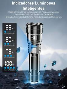 Paquete de 2/4/6 piezas Farol LED poderoso Luz ultra brillante Foco de emergencia Luz de largo alcance con zoom Lámpara de pesca con batería integrada - Negro - Ver 6