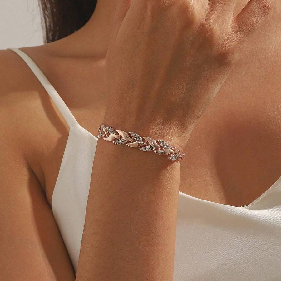 1 Piece TUURIN Ladies Elegant Sparkling Bracelet - Adjustable Chain Design With Splendid Jewelry, Birthday/Party/Anniversary Gifts - TUURIN European Collection Luxury Daily And Formal Jewelry, Exquisite Style, Exquisite Craftsmanship, A Must For Fashion Lovers - vàng hồng - Xem 1