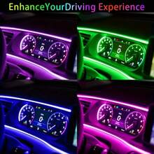 1-In-1 Car LED Interior Light, RGB Dreamy Color Light, Music Synchronization, Dashboard And Footwell Light Strip, 5V Fiber Optic Light Strip, Suitable For Cars, Trucks, And SUVs, Comes With Car Charger, Creates A Special In-Car Atmosphere, An Essential Car LED Accessory, Perfect As A Valentine's Day Gift. - Đèn LED nội thất ô tô 1 trong 1 - Xem 7